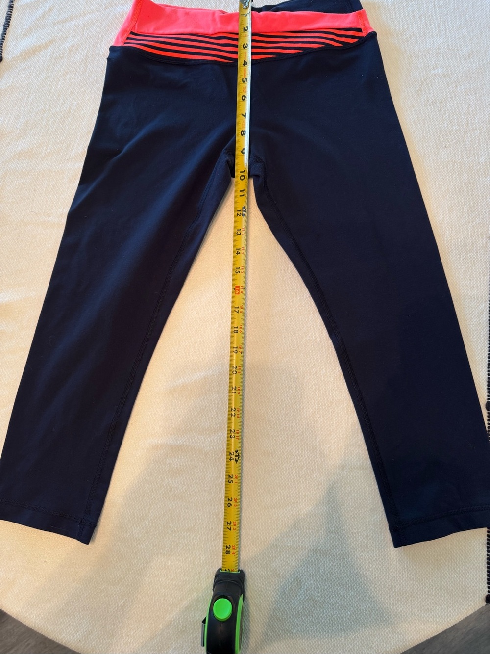 lululemon athletica navy Capri Leggings with Coral Waistband